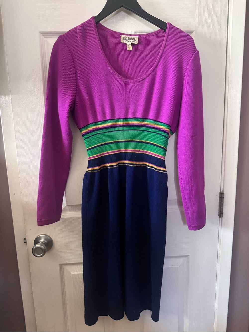 Vintage St. John by Marie Gray Colorblock Knit Dress Size 8 - Picture 5 of 5